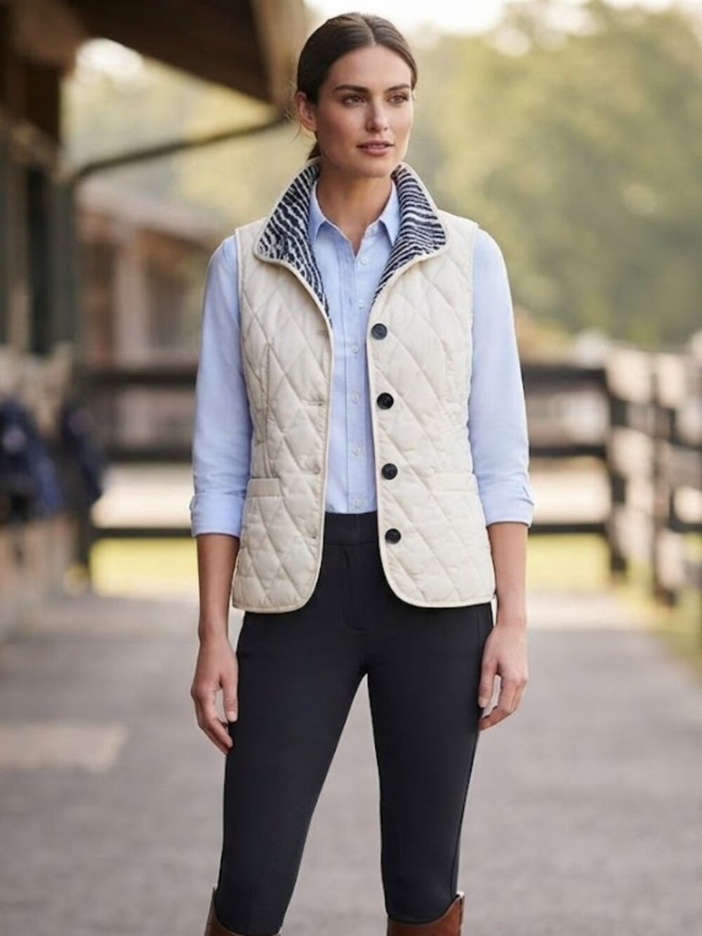 Lafayette 148 New York Off-White Reversible Patterned Quilted Vest Size Medium
